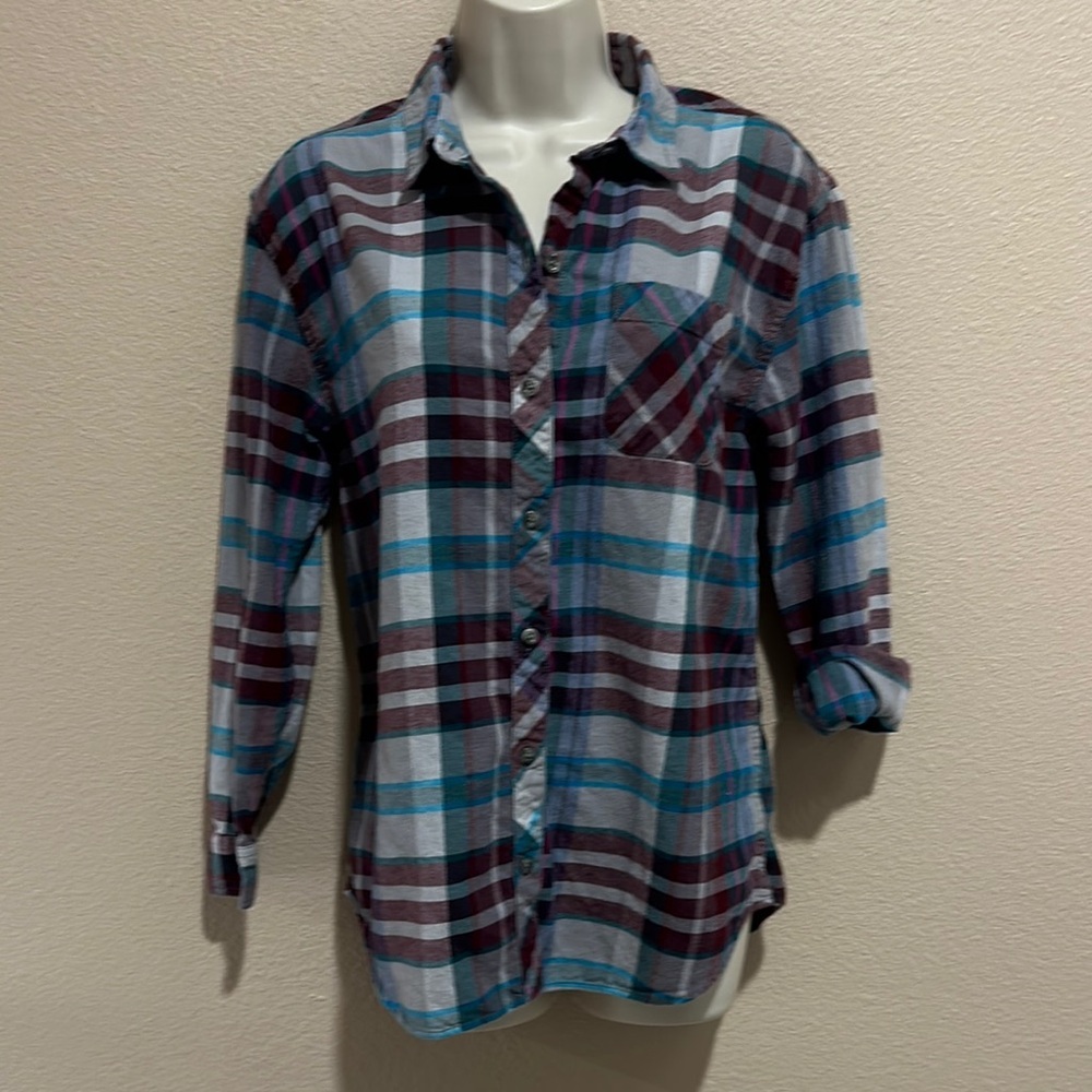 Eddie Bauer Women's Boyfriend Fit Plaid Flannel Shirt, Size M
